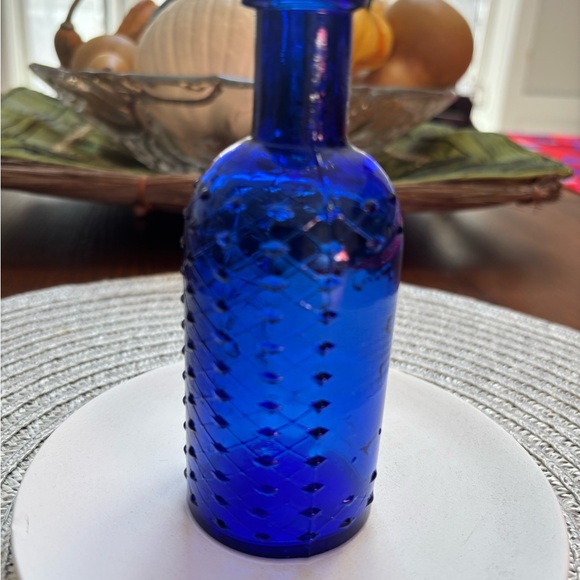 Spectacular Miniature Quilted Blue Poison Antique Dark Cobalt VTG Poison Bottle - Picture 14 of 14